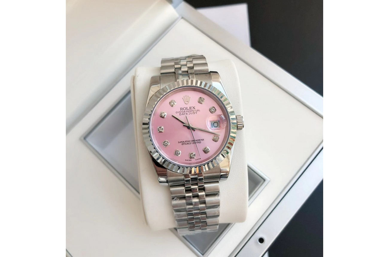 ロレックス デイトジャスト 36/28mm SS/SS ジャブ ピンク/文字盤 $798.00