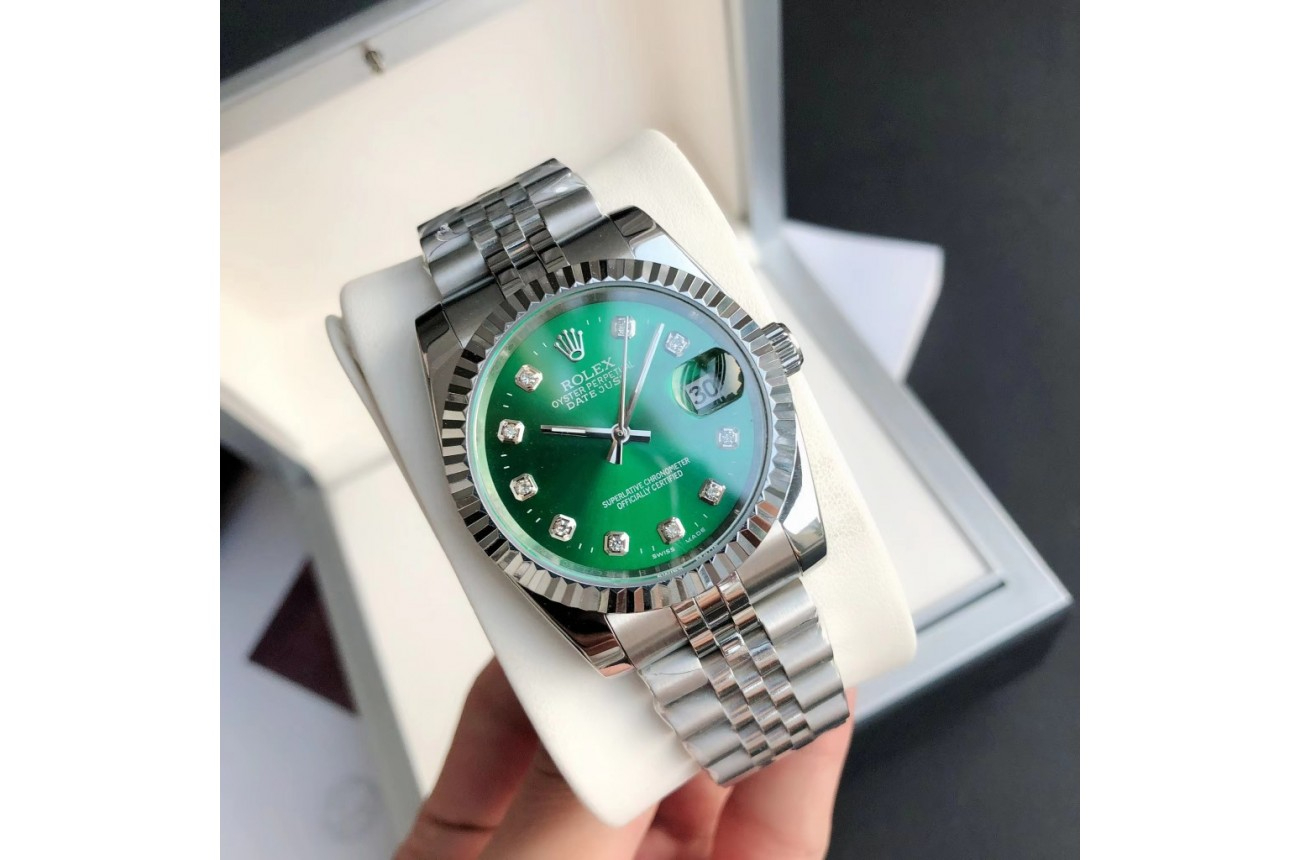 ロレックス デイトジャスト 36/28mm SS/SS ジャブ グリーン/ダイヤ $798.00