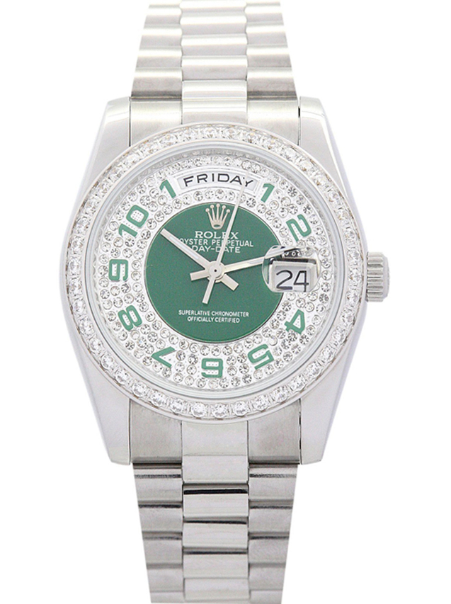 ロレックス デイデイト 36mm グリーンとシルバー ダイヤモンド ダイヤル 118346 $325.00