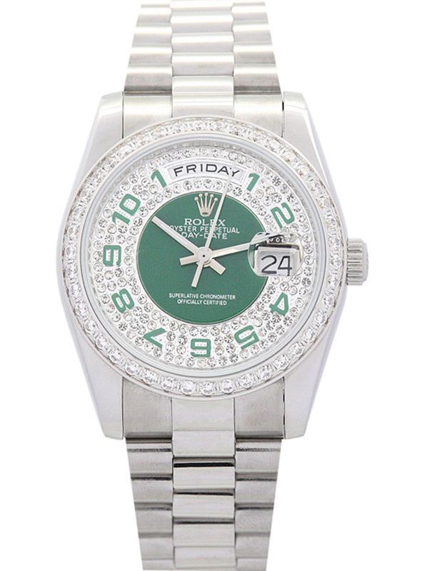 ロレックス デイデイト 36mm グリーンとシルバー ダイヤモンド ダイヤル 118346 $325.00