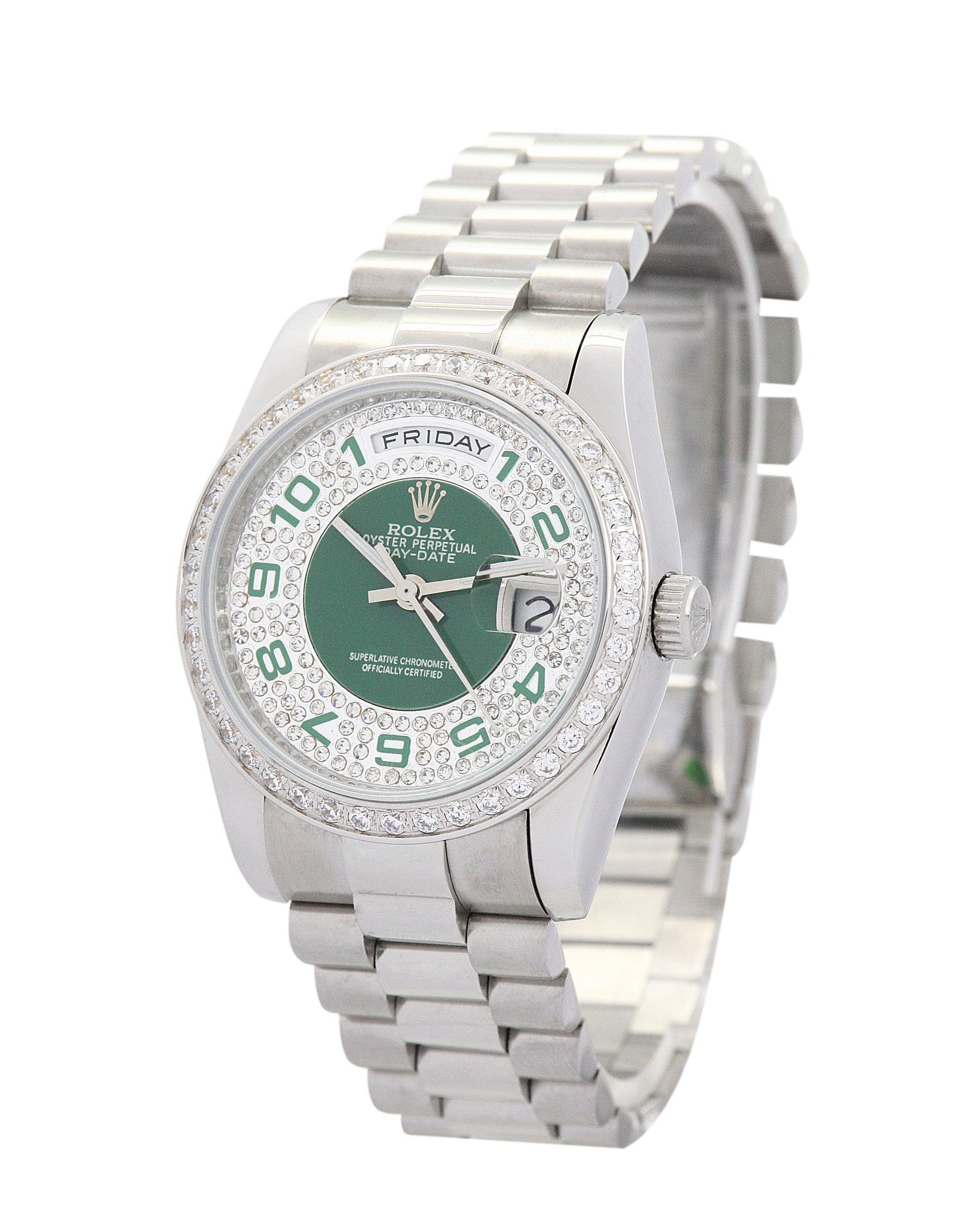 ロレックス デイデイト 36mm グリーンとシルバー ダイヤモンド ダイヤル 118346 $325.00