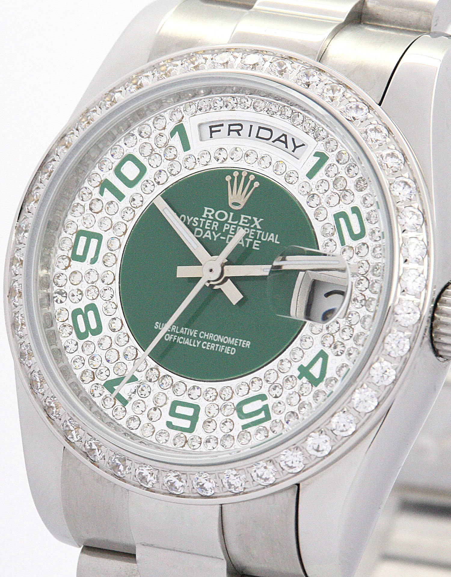ロレックス デイデイト 36mm グリーンとシルバー ダイヤモンド ダイヤル 118346 $325.00